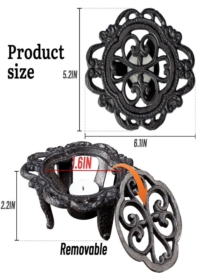 VSPDVO 6.1 Inches Cast Iron Teapot Warmer Dish Cups Trivet,Flower-Shaped Design with Tealight Holder - Heavy Duty & Decorative Candle Holder Stands for Heat Food Coffee Milk or Tea - Image 2