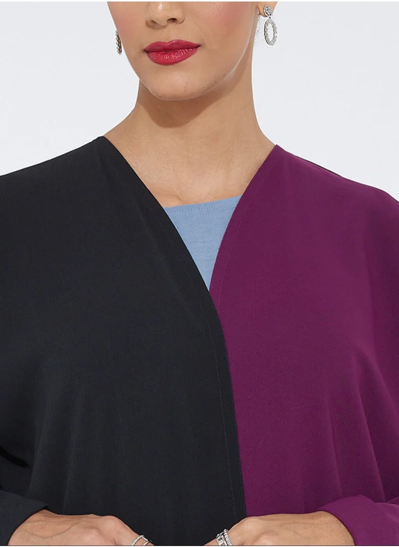 Rosette Abaya Abaya With Half Black & Purple