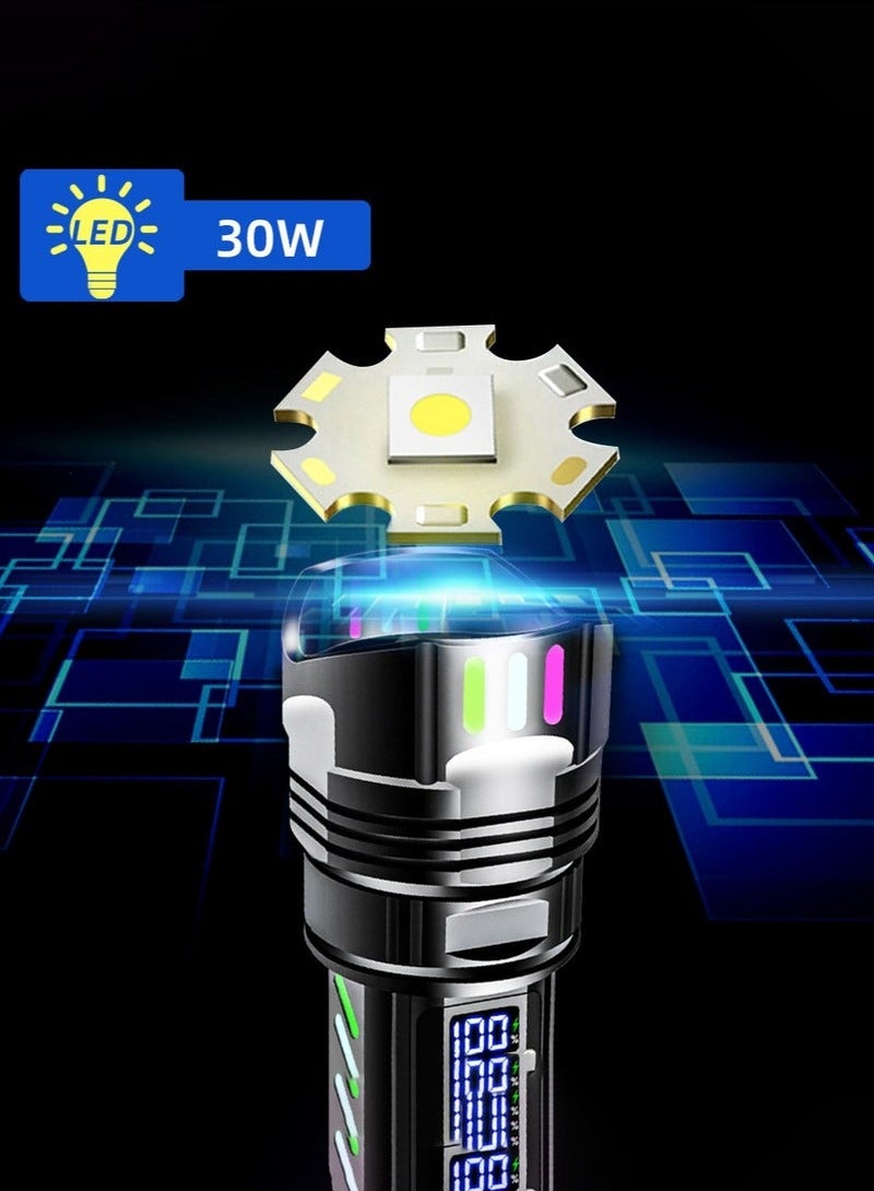 باور مصباح يدوي LED عالي اللومن قابل لإعادة الشحن، XHM77.2 فلاش USB فائق السطوع، مصباح يدوي عالي الطاقة محمول، مصباح يدوي قوي مقاوم للماء للتخييم في حالات الطوارئ في الهواء الطلق  - Image 4