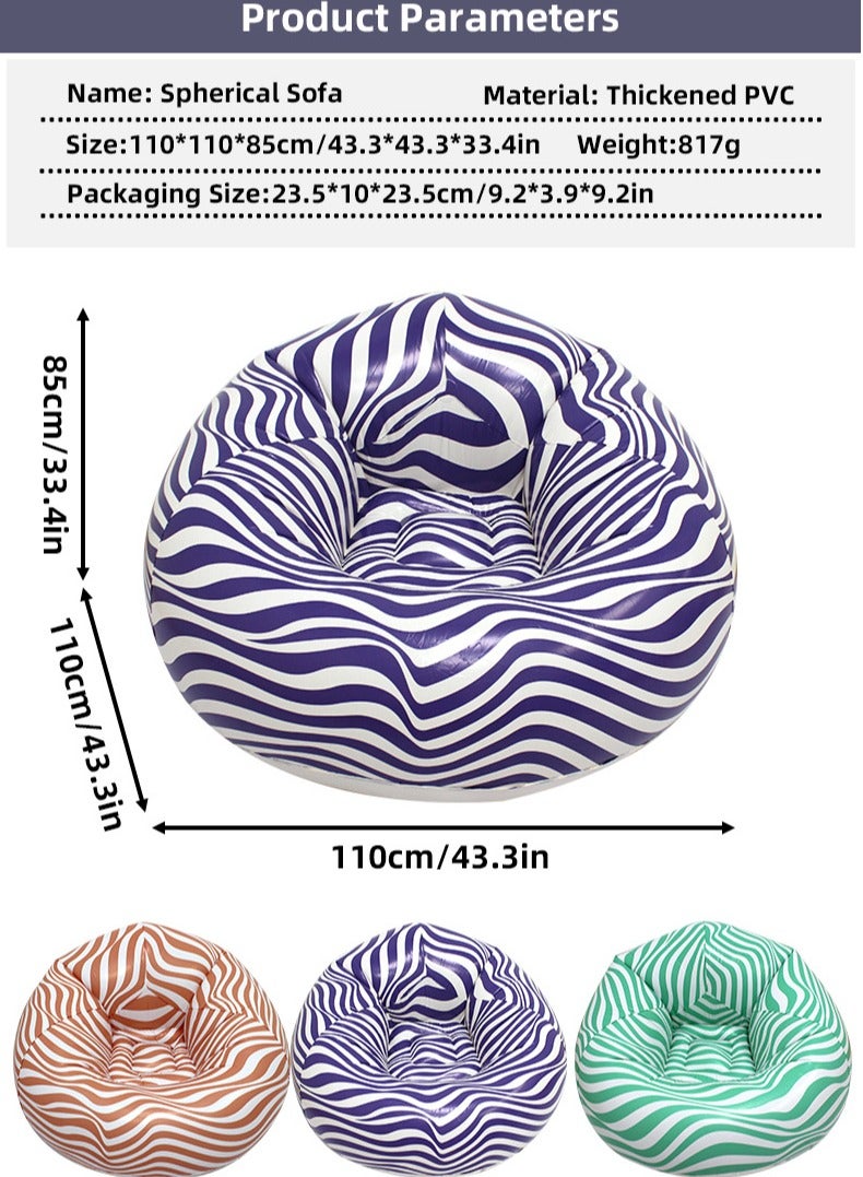 Generic Inflatable sofa, portable inflatable lounge chair, lazy sofa, outdoor sofa, striped pattern, pvc, 110*85cm  - Image 4