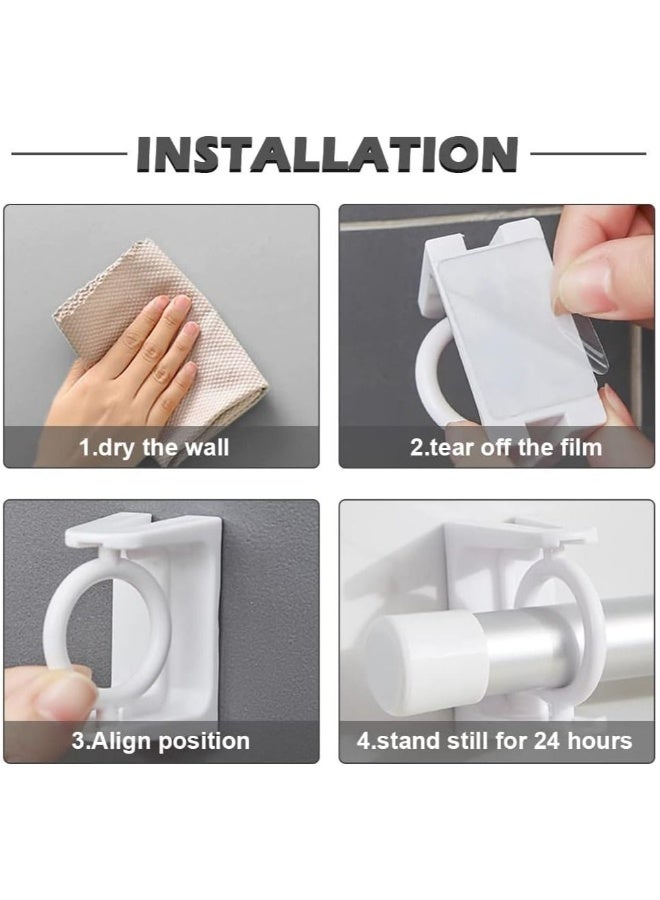 8 Pcs 360° Rotating Ring Curtain Rod Brackets No Drilling Self Adhesive Tension Rod Curtain Rod Holders Curtain Rod Hooks Hangers - Image 3