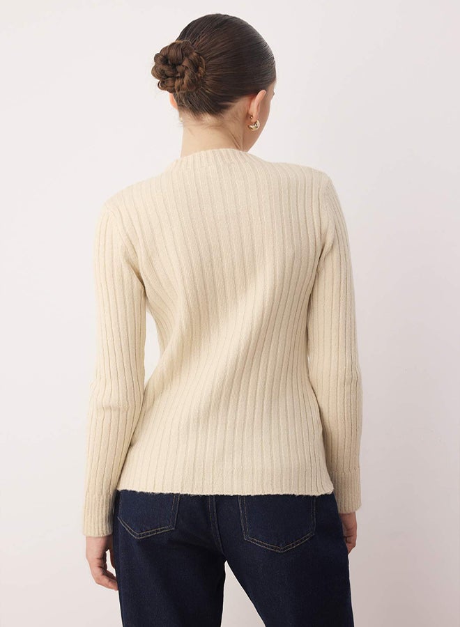 trendyol Stone Button Detailed Soft Textured Slit Detailed Knitwear Cardigan - Image 4