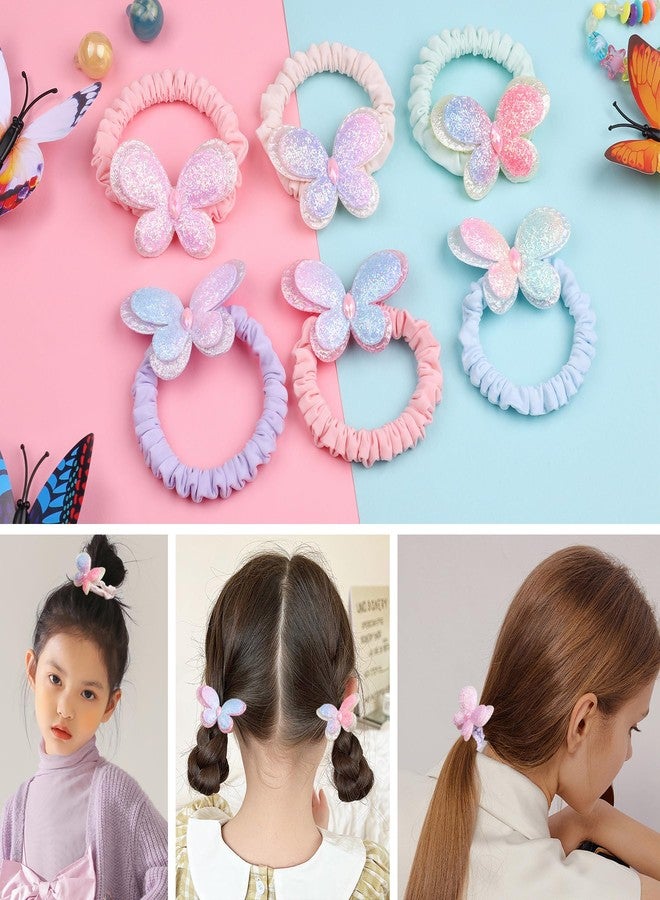 RAINBOW WSK 6 Pcs Butterfly Hair Ties for Girls Baby Toddler Cute Sequin Bow Hair Ties Elastic Rubber Hair Bands for Little Girls Multicolor Baby Hair Accessories Pijin-26 - Image 2