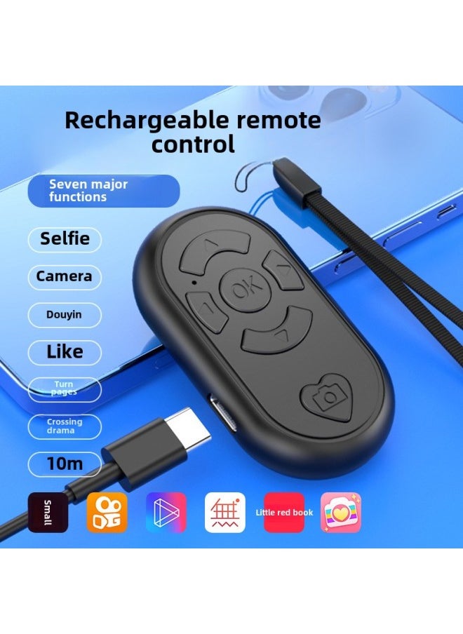 Generic Rechargeable TikTok Remote Control Bluetooth Self-timer Wireless Photo Flip Praise Live Artifact TikTok-Color:[ZL-01] Charging-fingertip Single Key-pure Black (boxed)  - Image 3