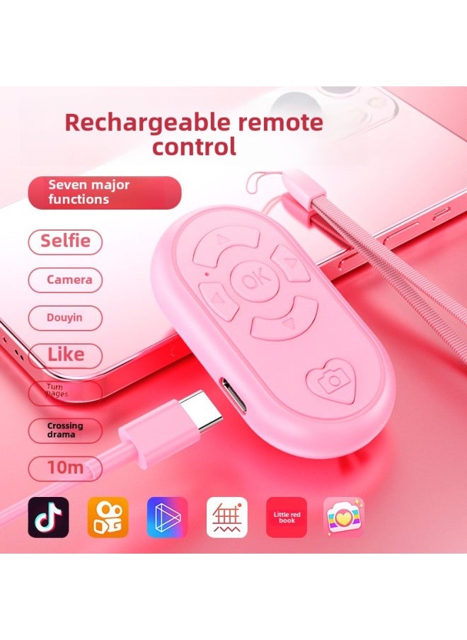 Generic Rechargeable TikTok Remote Control Bluetooth Self-timer Wireless Photo Flip Praise Live Artifact TikTok-Color:[ZL-01] Charging-fingertip Single Key-pure Black (boxed)  - Image 1