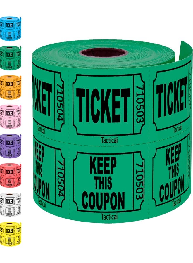 Tacticai 500 Raffle Tickets, Green (1 of 8 Colors), Double Roll, Ticket for Events, Entry, Class Reward, Fundraiser & Prizes - Image 1