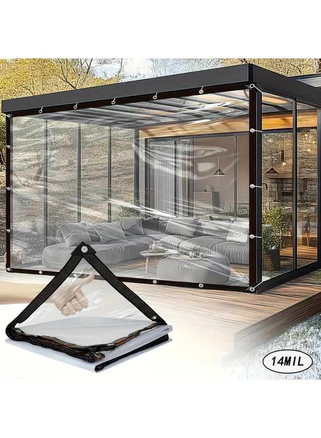 300cm x 600cm Transparent Waterproof Tarp with Grommets Outdoor Garden Car Snow Dust Cover - Image 2