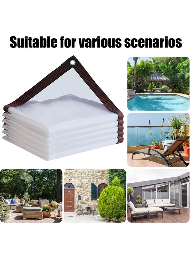 300cm x 600cm Transparent Waterproof Tarp with Grommets Outdoor Garden Car Snow Dust Cover - Image 5