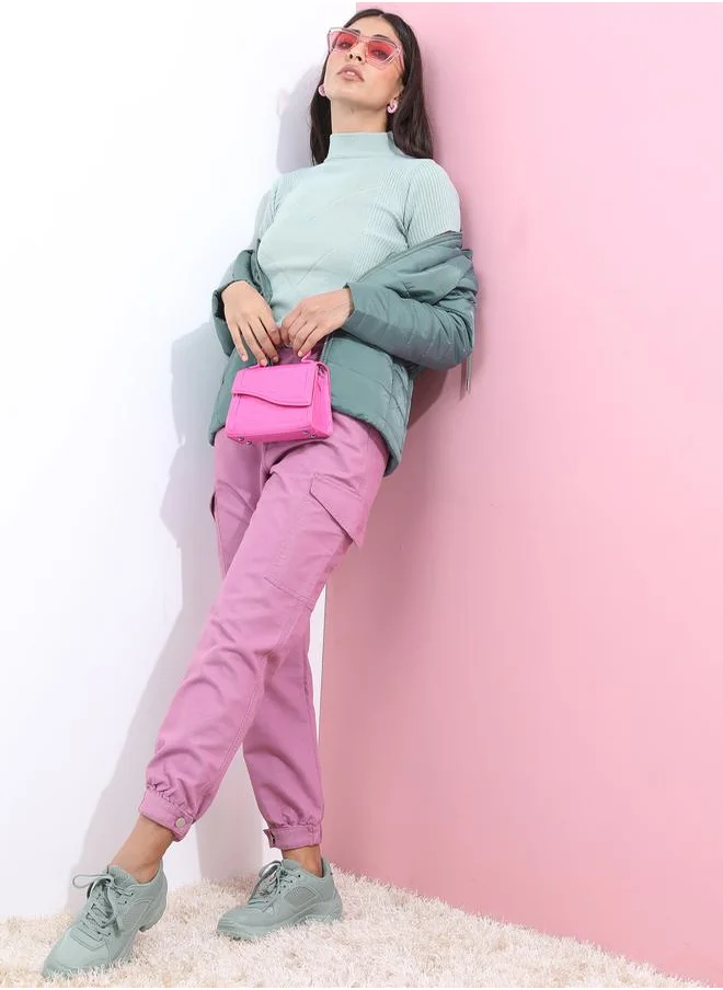 كيتش Solid High Neck Ribbed Sweater by Styli