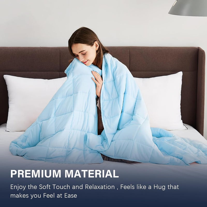 CuteKing Weighted Blanket for Adults: Weighted Blanket with Premium Glass Beads - Breathable Heavy Blanket for Comfort Sleep - Thick Blanket for Adult All Season (20lbs, 48"x72", Light Blue) - Image 2
