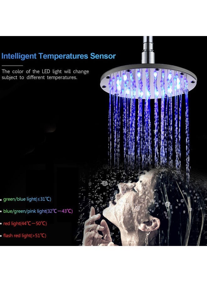 NIBEMINENT LED Rainfall Round Shower Head Silver - Image 3