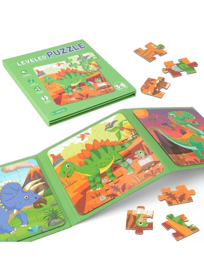 YSCEN Magnetic Dinosaur Jigsaw Puzzles Book for Toddlers & Kids Ages 2-5, Travel Toys for 3-5 Year Olds - Image 1