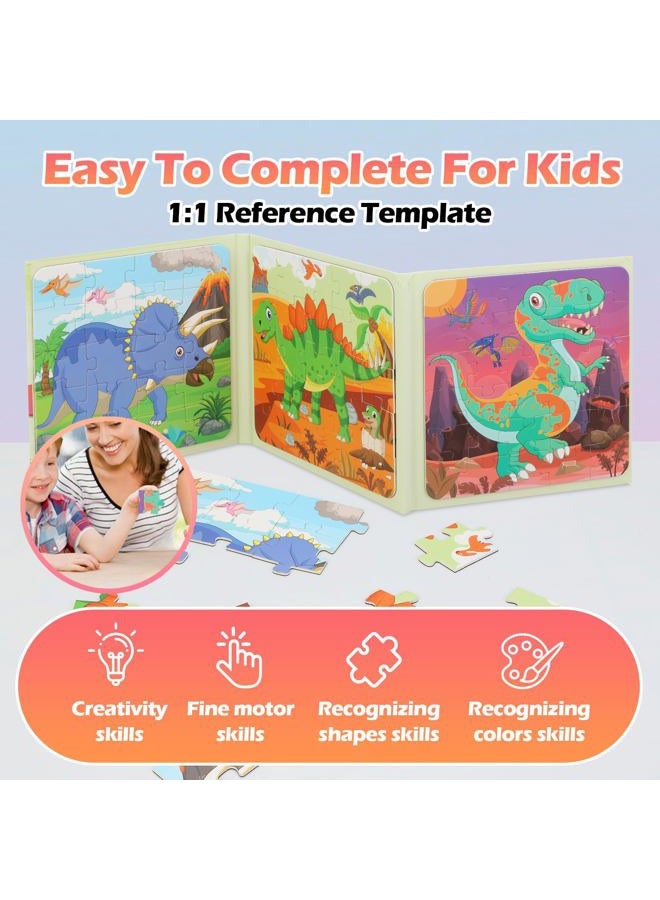 YSCEN Magnetic Dinosaur Jigsaw Puzzles Book for Toddlers & Kids Ages 2-5, Travel Toys for 3-5 Year Olds - Image 4