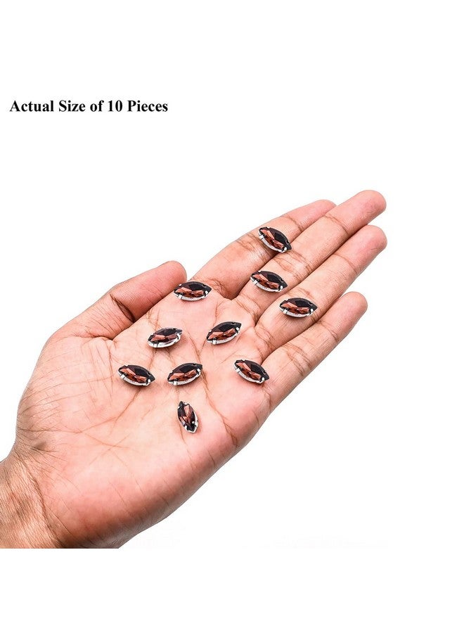 إمبرويدوري ماتيريال خياطة النبيذ الساخن على أحجار الراين الزجاجية للتطريز، وصناعة المجوهرات، والحرف اليدوية، DIY في إعداد مخلب قاعدة معدنية (50 قطعة، 7 × 15 مم، شكل ماركيز على شكل قارب العين) - Image 3