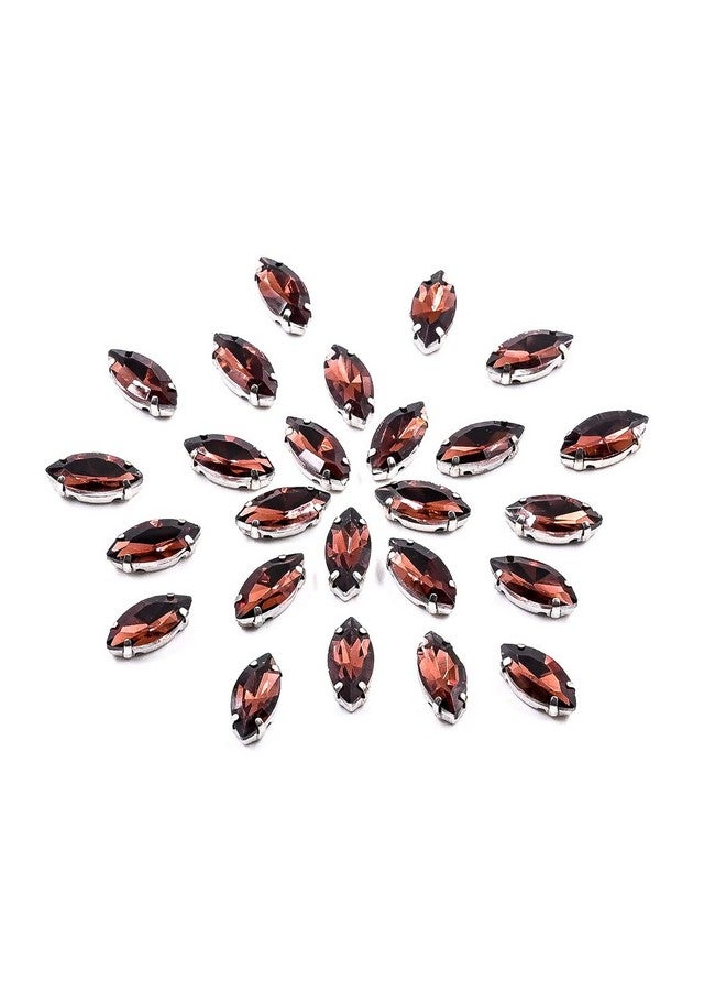 إمبرويدوري ماتيريال خياطة النبيذ الساخن على أحجار الراين الزجاجية للتطريز، وصناعة المجوهرات، والحرف اليدوية، DIY في إعداد مخلب قاعدة معدنية (50 قطعة، 7 × 15 مم، شكل ماركيز على شكل قارب العين) - Image 1