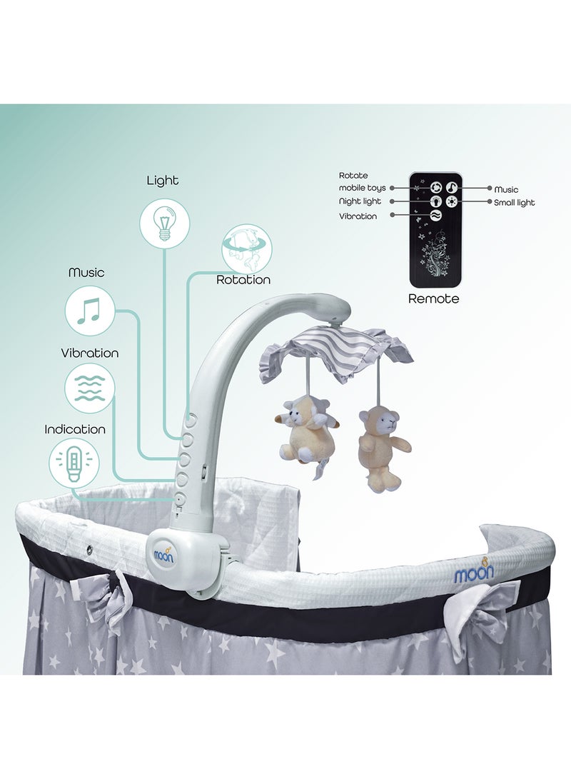 Moon 4 In 1 Convertible Soffy Baby Cradle - Grey Line - Image 4