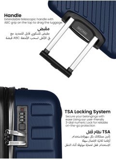PARAJOHN Strato Lightweight ABS Hard Side 8 Spinner Wheel Cabin Luggage / Carry-On Trolley Bag with Lock 20 Inch - Navy Blue  - Image 2