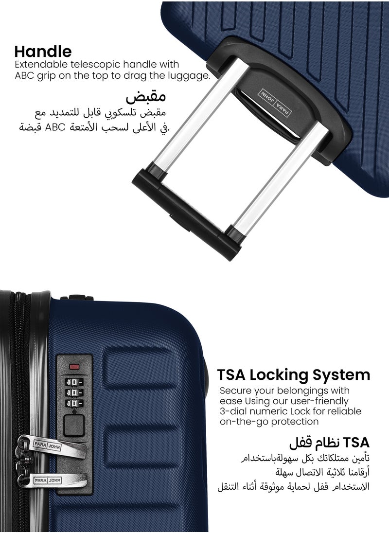 PARAJOHN Strato Lightweight ABS Hard Side 8 Spinner Wheel Cabin Luggage / Carry-On Trolley Bag with Lock 20 Inch - Navy Blue  - Image 2
