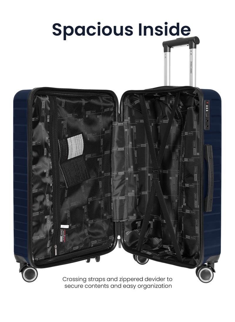 PARAJOHN Strato Lightweight ABS Hard Side 8 Spinner Wheel Cabin Luggage / Carry-On Trolley Bag with Lock 20 Inch - Navy Blue  - Image 4