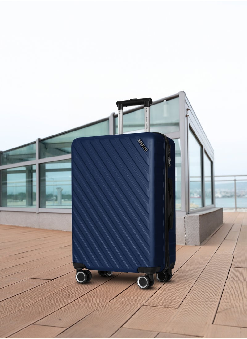 PARAJOHN Strato Lightweight ABS Hard Side 8 Spinner Wheel Cabin Luggage / Carry-On Trolley Bag with Lock 20 Inch - Navy Blue  - Image 5