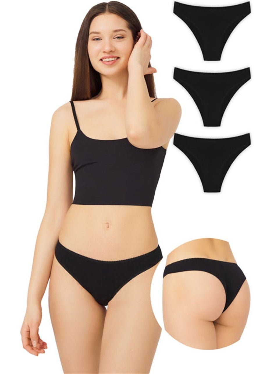 COTTONHILL Basic Cotton Women's Brazilian Panties 3 Pack  - Image 1
