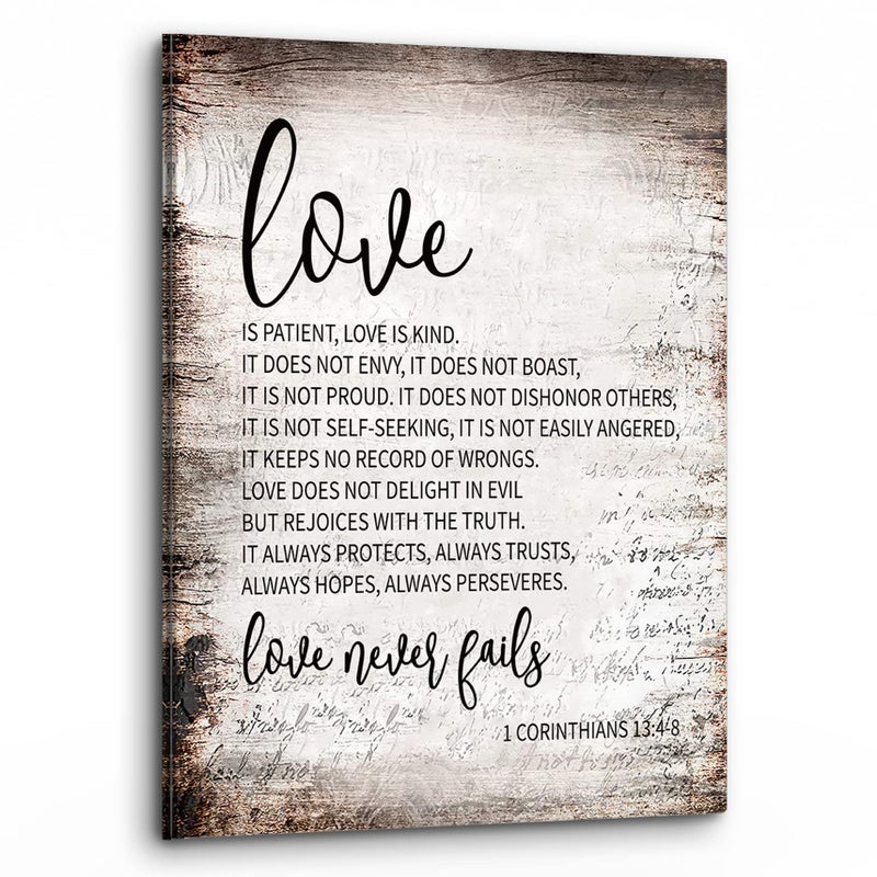 PHAMTE 1 Corinthians 1348 Love Is Patient Love Is Kind Scripture Canvas Wall ArtScripture Wall ArtReligious Christian Framed Canvas Painting Artwork Home Bathroom Room Office Decor11x14 Inch