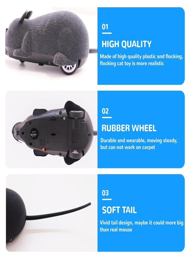 Pixibond Remote Control Rat Mouse Cat Toy Realistic RC Fake Rat Mouse Toy Flocking Wireless Funny Chasing Electronic Interactive Cat Toys Prank Joke Scary Trick Rats for Cats Dogs Novelty (Grey) - Image 5