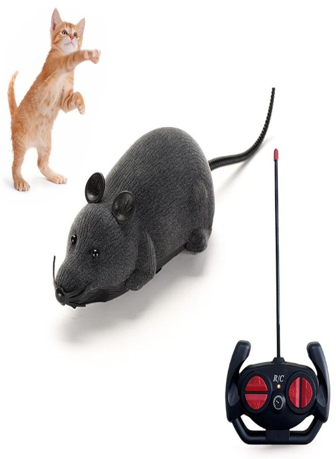 Pixibond Remote Control Rat Mouse Cat Toy Realistic RC Fake Rat Mouse Toy Flocking Wireless Funny Chasing Electronic Interactive Cat Toys Prank Joke Scary Trick Rats for Cats Dogs Novelty (Grey) - Image 1