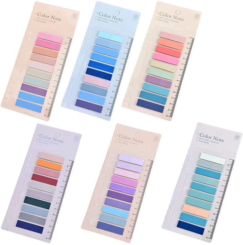 THECLOUDMALL ® Sticky Tabs Sticky Index Tabs for Annotating Books Page Markers Transparent Sticky Notes Colorful Morandi Sticky Book Tabs (6 Packs | 1200 Pcs) - Image 1