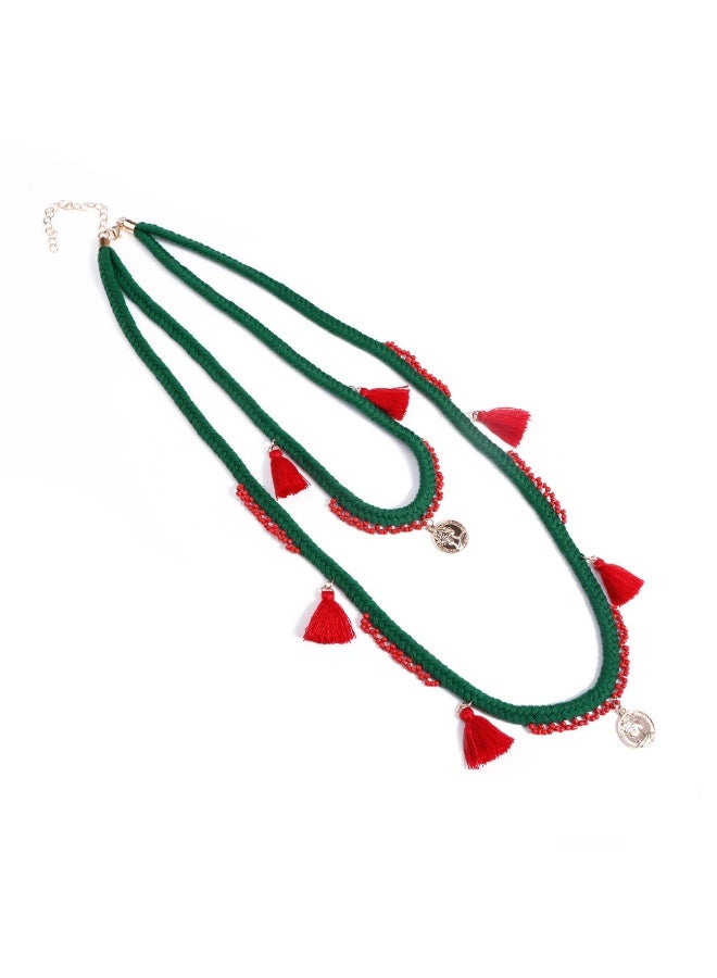 NIBEMINENT Phone Charm/ Chain Strap for Women Girls, Handcrafted Wooden Bead Silicone Cell Phone Case Lanyard Wrist Strap,N70240/Green