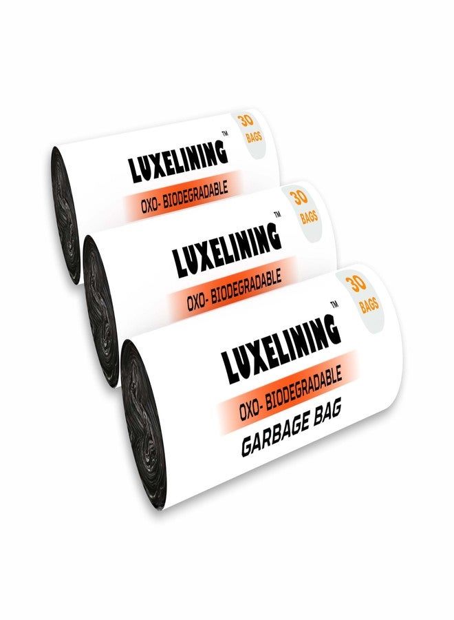 Luxelining Biodegradable Garbage Bags For Dustbin-Medium 19 X 21 Inches|30 Bags Per Roll (Pack Of 3, Black), 90 bag (3) - Image 1
