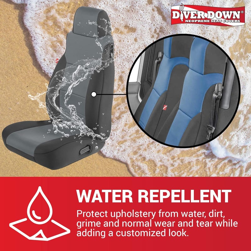 Diver Down Front and Rear Neoprene Seat Cover Set, Blue for Jeep Wrangler TJ 2003-2006 - Image 3
