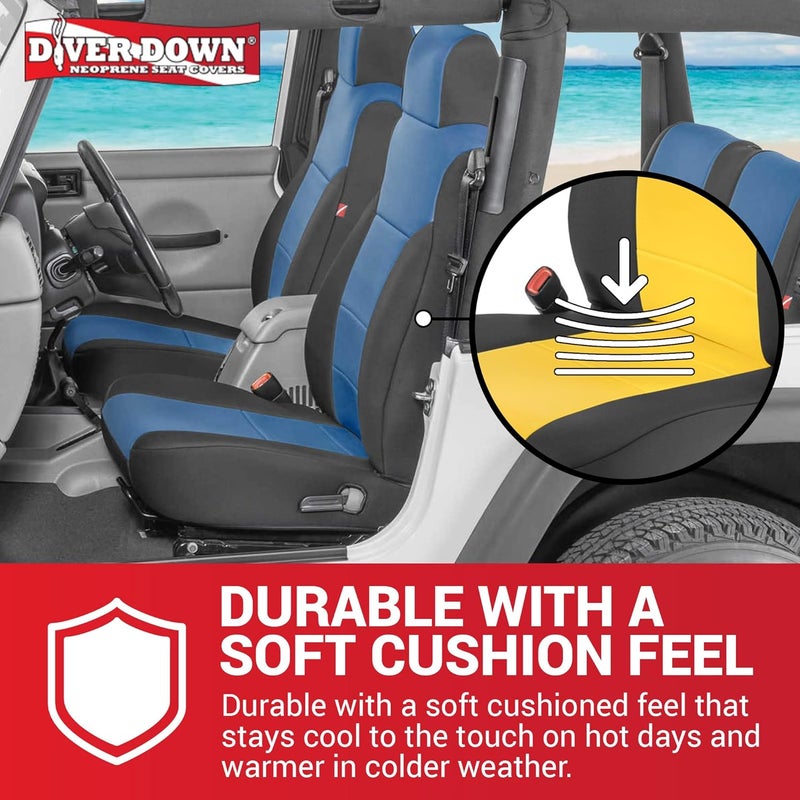 Diver Down Front and Rear Neoprene Seat Cover Set, Blue for Jeep Wrangler TJ 2003-2006 - Image 5