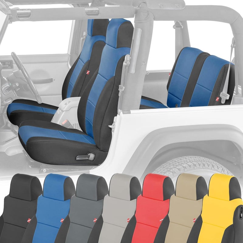 Diver Down Front and Rear Neoprene Seat Cover Set, Blue for Jeep Wrangler TJ 2003-2006 - Image 1