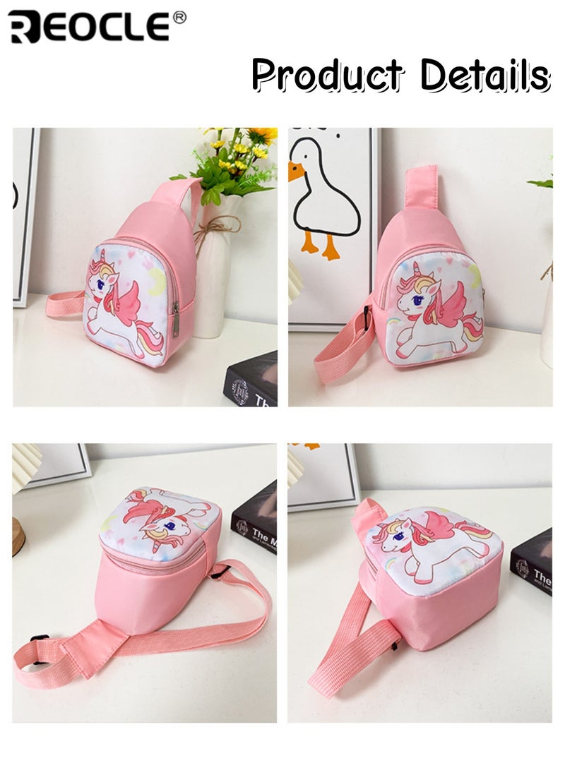 ريوكل حقيبة صدر للأطفال طباعة يونيكورن كرتونية حقيبة صغيرة خفيفة للارتداء بشكل متقاطع ظهر يومي صغير عارض حقيبة ظهر صغيرة حقيبة تخزين محمولة ذات كتف واحد - Image 5