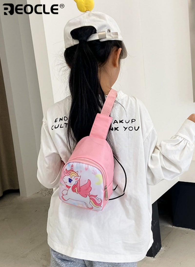 ريوكل حقيبة صدر للأطفال طباعة يونيكورن كرتونية حقيبة صغيرة خفيفة للارتداء بشكل متقاطع ظهر يومي صغير عارض حقيبة ظهر صغيرة حقيبة تخزين محمولة ذات كتف واحد - Image 2