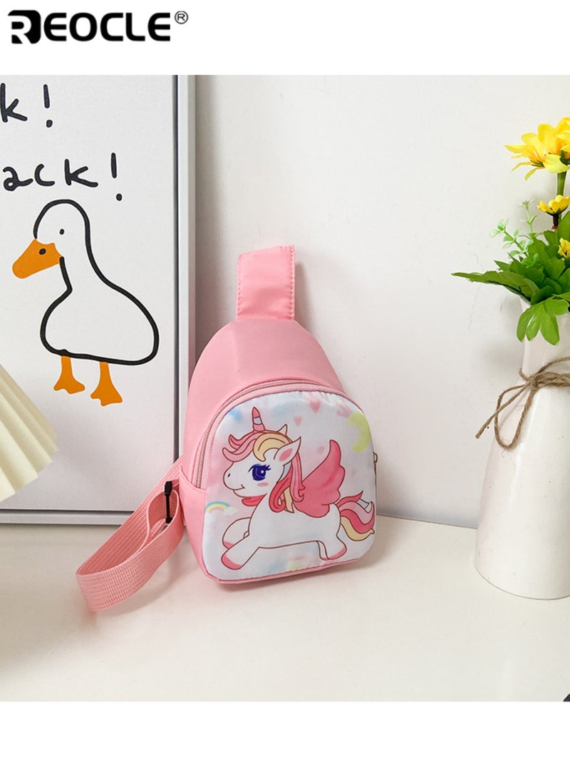 ريوكل حقيبة صدر للأطفال طباعة يونيكورن كرتونية حقيبة صغيرة خفيفة للارتداء بشكل متقاطع ظهر يومي صغير عارض حقيبة ظهر صغيرة حقيبة تخزين محمولة ذات كتف واحد - Image 4