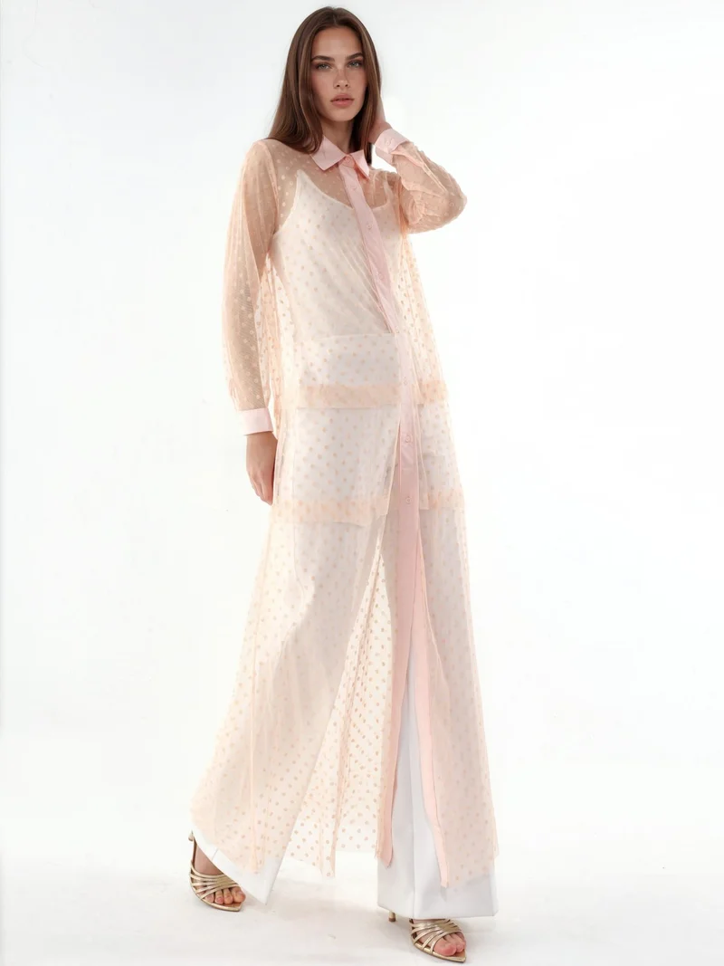 جينيفر Maxi Polka Dot Chiffon Beach Cover-Up