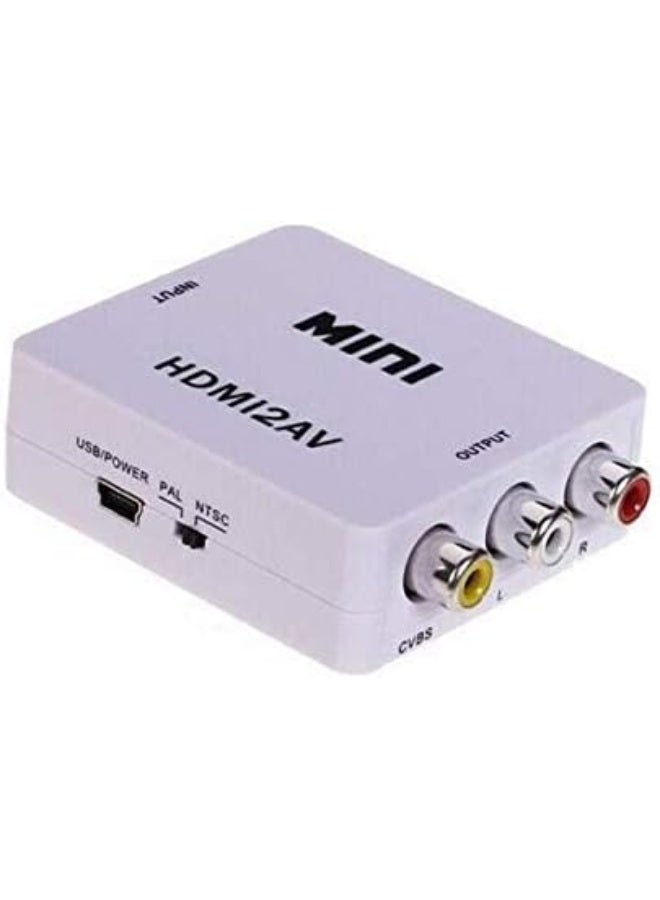 Mini HDMI2AV Video Converter Box Supports NTSC and PAL HD Outputs from HDMI to AV/CVBS L/R White - Image 2