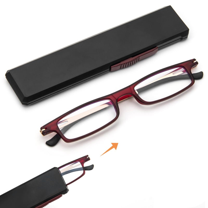 REAVEE Folding Reading Glasses for Men Women Ultra Thin Blue Light Blocking Anti UVEyestrain Computer TR90 Slim Foldable Portable Readers with Compact Flat Case Red 15 - Image 3