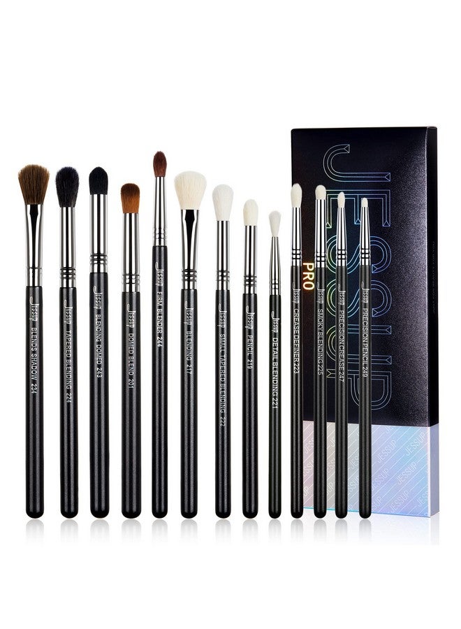 Jessup Eye Makeup Brushes Set Professional Blending Brush For Makeup Eyeshadow 13Pcs Premium Synthetic Blender Brush Makeup Black T338 - Image 1