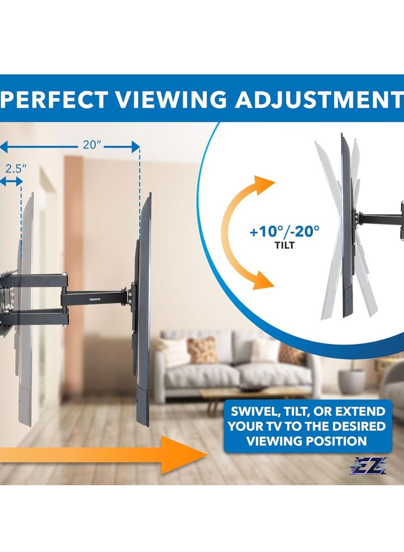 ELTRAZONE TV Mount Full Motion Weatherproof TV Mounting Bracket for 37-80" Screens, Dual Tilting and Swivel Arms with VESA Up to 600x400mm, 110 Lbs Capacity - Image 2