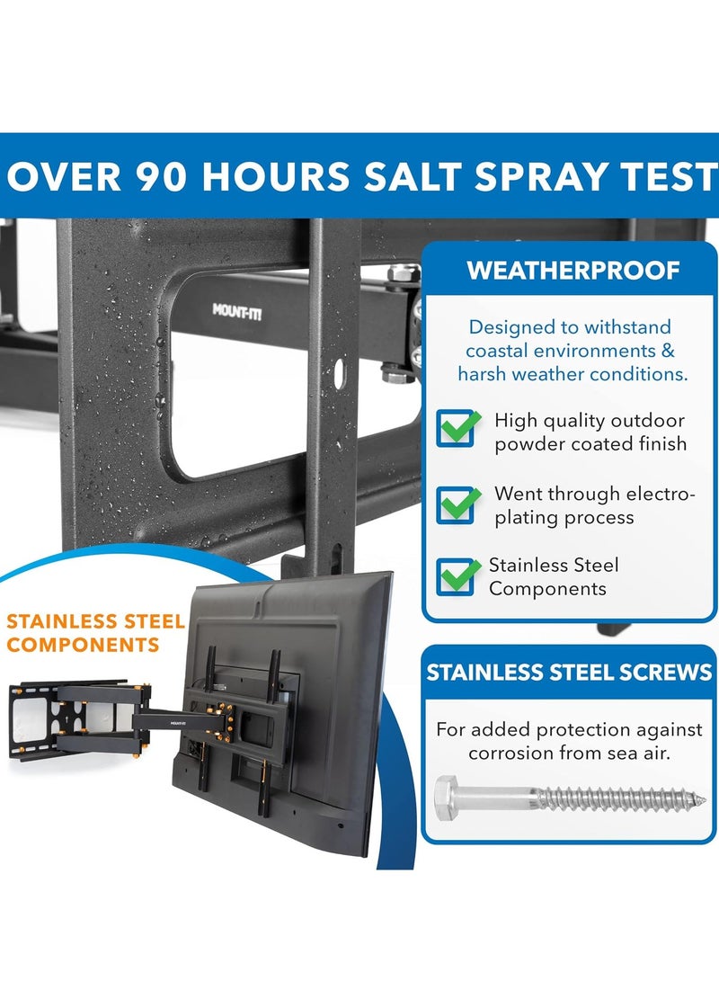 ELTRAZONE TV Mount Full Motion Weatherproof TV Mounting Bracket for 37-80" Screens, Dual Tilting and Swivel Arms with VESA Up to 600x400mm, 110 Lbs Capacity - Image 3