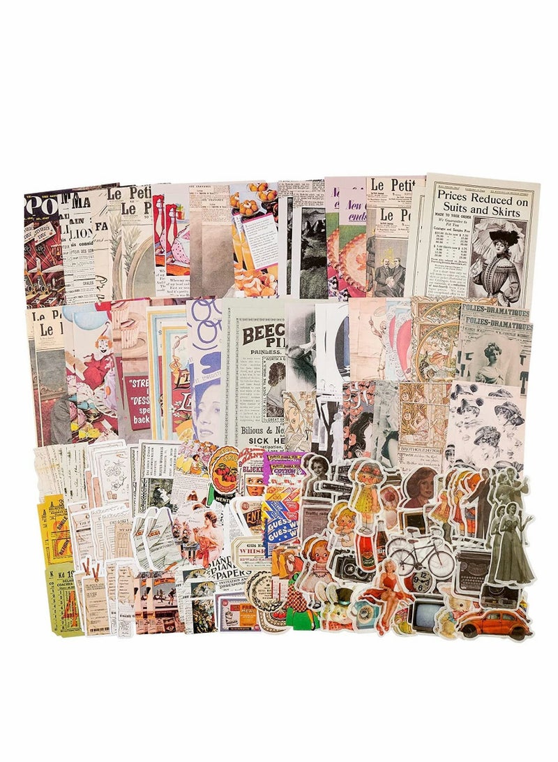 Y&D Vintage Scrapbook Supplies Pack for Art Journaling Bullet Junk Journal Planners DIY Paper Stickers Craft Kits Notebook Collage Album Aesthetic Cottagecore Picture Frames (200 Pieces) (Retro Memory)  - Image 1