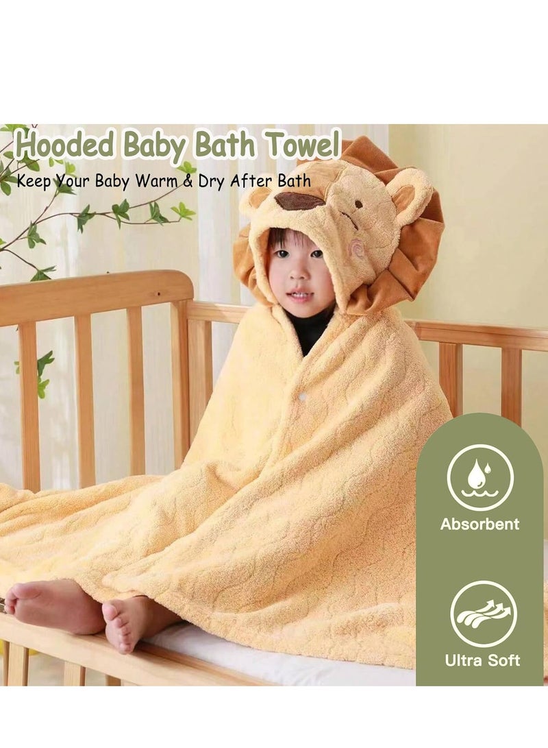 Rightsure 2 Pack Hooded Baby Towels - Large Size Premium Ultra Soft Organic Baby Bath Towel – Absorbent and Hypoallergenic Towels for Baby Boy Girl, Toddler, Newborn Essentials (Dinosaur & Lion) - Image 4