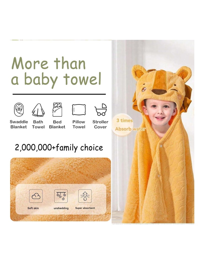 Rightsure 2 Pack Hooded Baby Towels - Large Size Premium Ultra Soft Organic Baby Bath Towel – Absorbent and Hypoallergenic Towels for Baby Boy Girl, Toddler, Newborn Essentials (Dinosaur & Lion) - Image 5