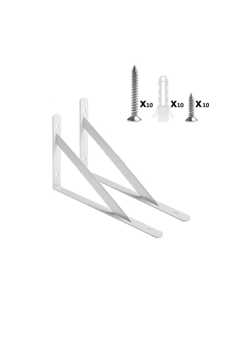 Heavy Duty One Pair Shelf Brackets 9" x 12", Floating Shelves Tripod Triangle Shelf L Brackets, 90 Degree Angle Wall Mounted Shelf Supporter Bracket Frame  - Image 1