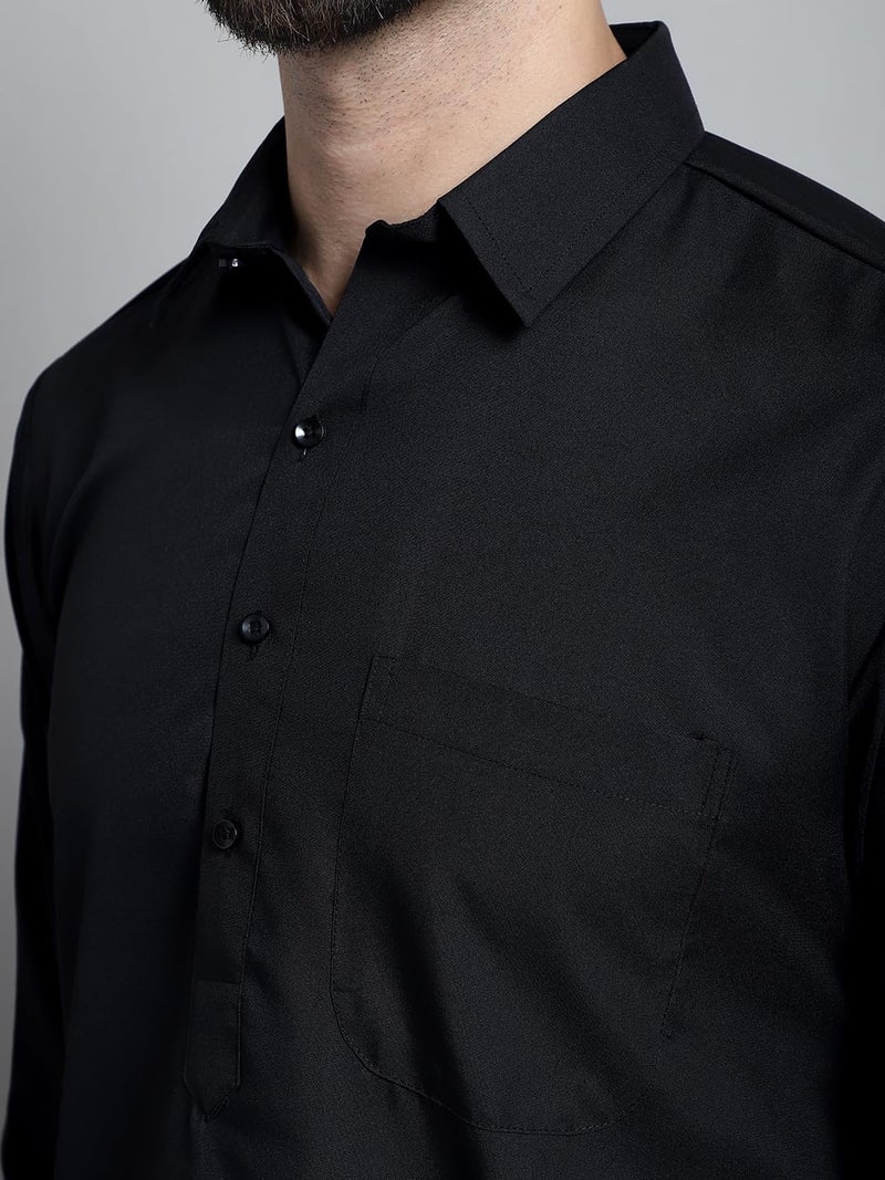 Jompers Men's Cotton Solid Pathani Kurta with Salwar (Black, XL) - Image 4