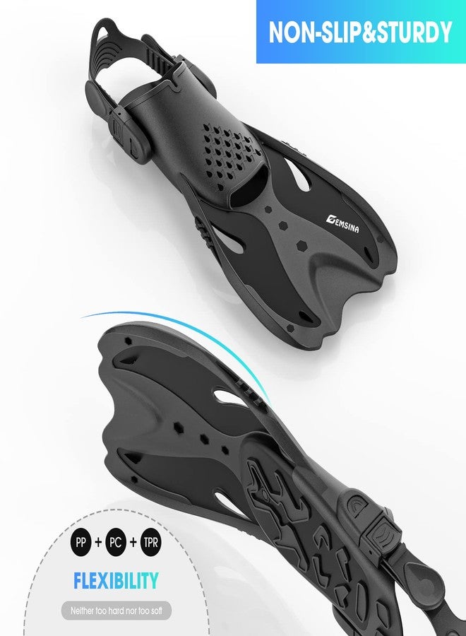 Delavala Snorkel Fins Adjustable Buckles Open Heel Swim Flippers Travel Size Short Swim Fins for Snorkeling Diving Swimming Adult Men Womens - Image 3