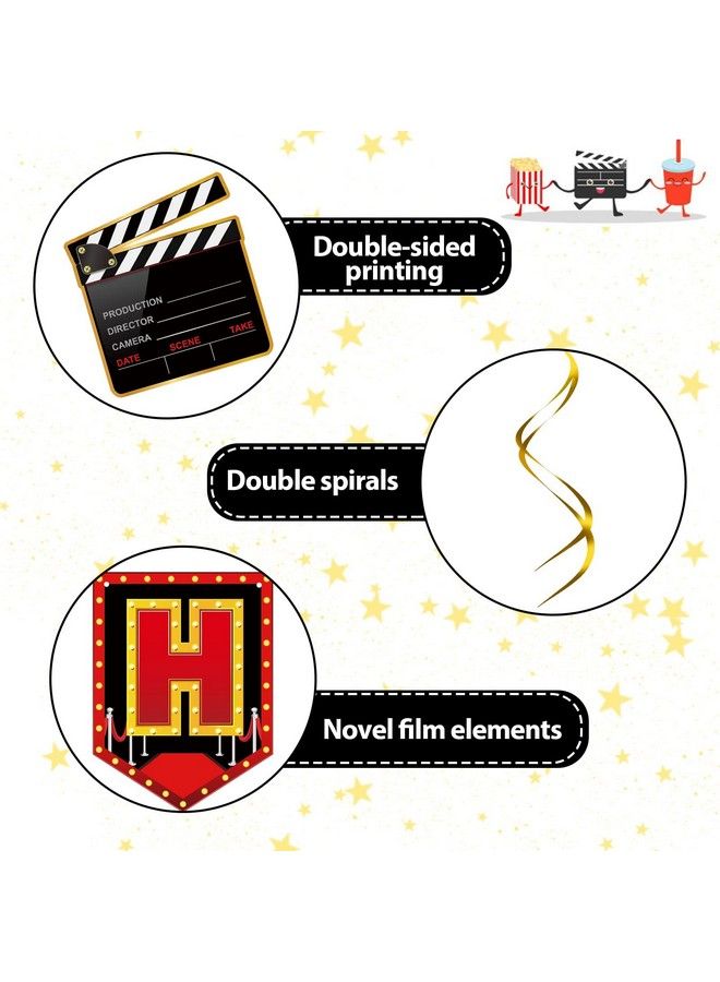Sumind 45 Pieces Movie Night Decorations Party Decorations Kit Now Showing Banner Hanging Swirls Movie Theater Themed For Bridal Shower Birthday Party Supplies Film Backdrop - Image 4